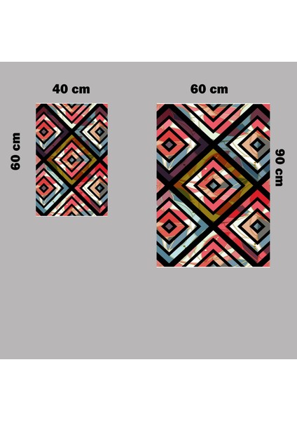 Banyo Paspası Takım Renkli Desenli 2'li 3D Dijital Baskılı