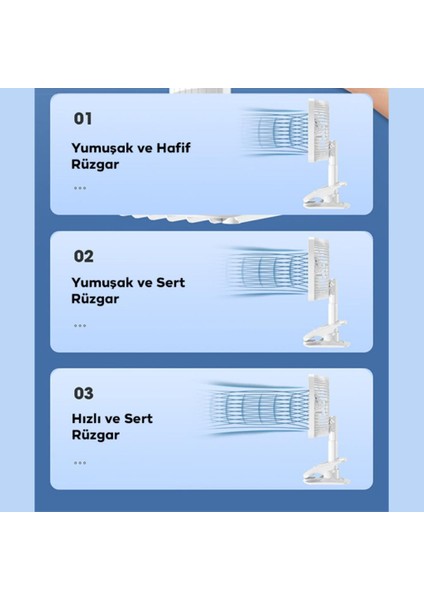 Klipsli Masaüstü Vantilatör, Portatif, Taşınabilir Hafif Fan Ofis Ev Için Mini Fan Vantilatör
