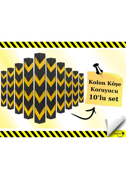 Kolon Köşe Koruyucu - Otopark Köşe Koruyucu Kauçuk (10 Adet)