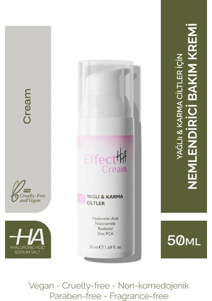 EffectHA Cream Yağlı & Karma Ciltler İçin Nemlendirici Bakım Kremi 50ml