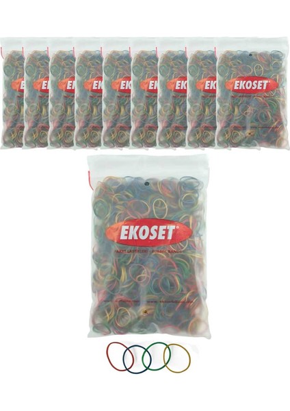Renkli Küçük Paket Toka Lastiği 4 Renk 40 mm 1000 Adet 10 Paket