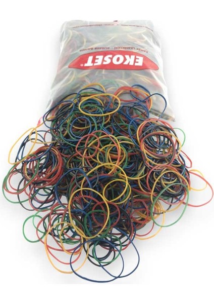 Karışık Boy ve Renkte Ince Paket Lastikleri 5000 Adet 5 Renk 40 ve 70 mm