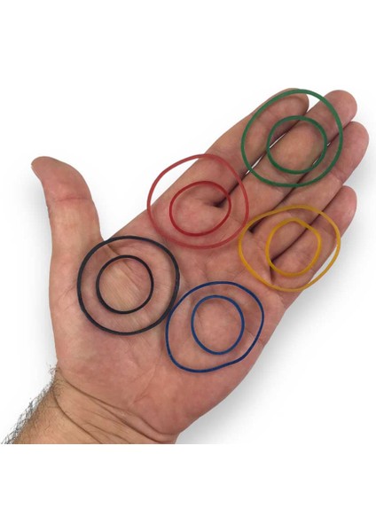 Karışık Boy ve Renkte Ince Paket Lastikleri 5000 Adet 5 Renk 40 ve 70 mm