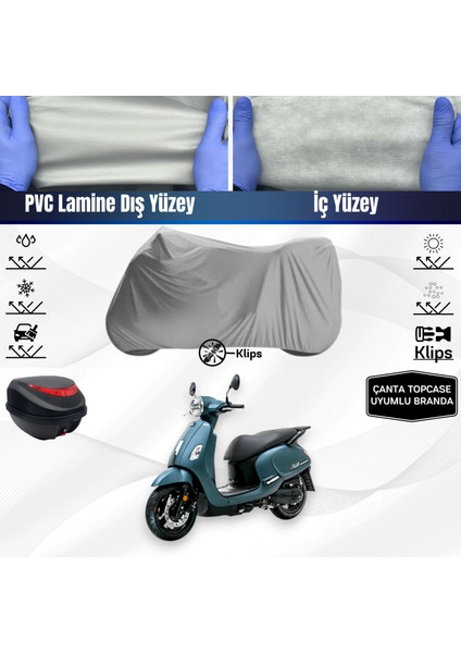 Ultra Shop Sym Fiddle Iv 125 Uyumlu Motosiklet Brandası Arka Çanta Topcase Uyumlu Motor Brandası