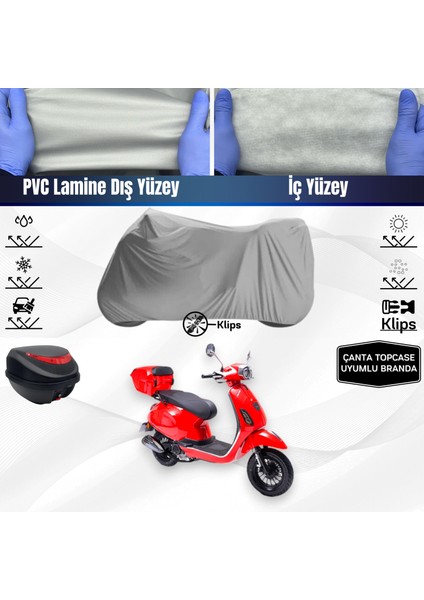 Ultra Shop Rks Azure 50 Uyumlu Motosiklet Brandası Arka Çanta Topcase Uyumlu Motor Brandası