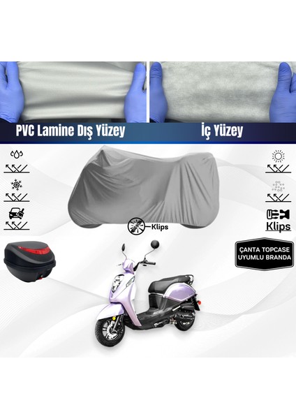 Ultra Shop Sym Mio 50 Uyumlu Motosiklet Brandası Arka Çanta Topcase Uyumlu Motor Brandası