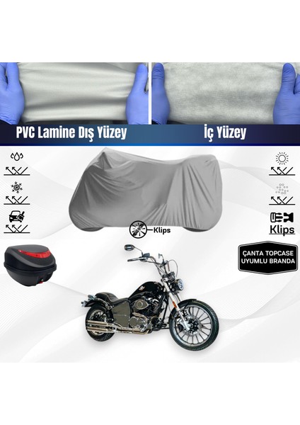 Ultra Shop Regal Raptor Spyder 250 Uyumlu Motosiklet Brandası Arka Çanta Topcase Uyumlu Motor Brandası