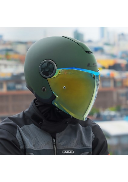 Classy Mat Yeşil Kask Sarı Cam