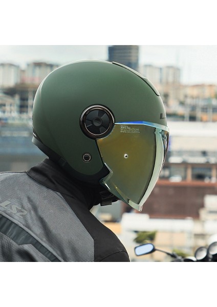 Classy Mat Yeşil Kask Sarı Cam