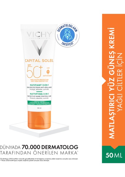 Capital Soleil Matlaştırıcı Spf 50+ Yüz Güneş Kremi 50 ml