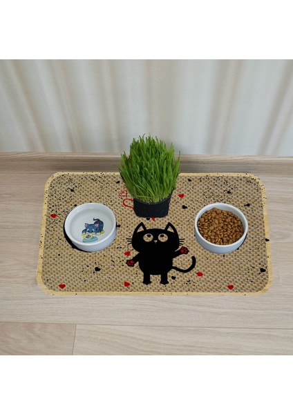 Kedi Köpek Mama ve Su Kabı Altı Paspası + Tırmalama 43 x 75 cm