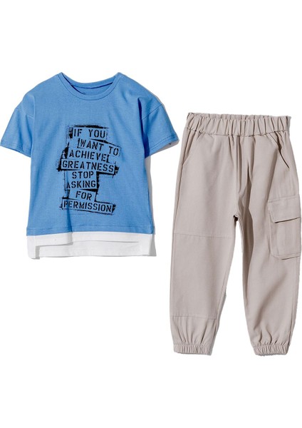 If You Want Kargo Cepli Pantolon ve Tşört Erkek Takım - Mavi fiyatları