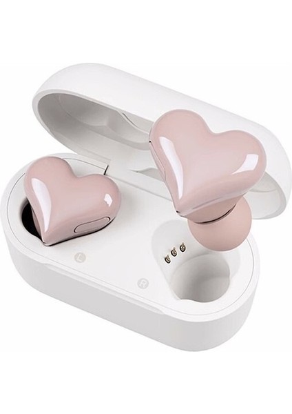 Kalp Şeklinde Kablosuz Bluetooth Kulaklık - Kırmızı (Yurt Dışından)