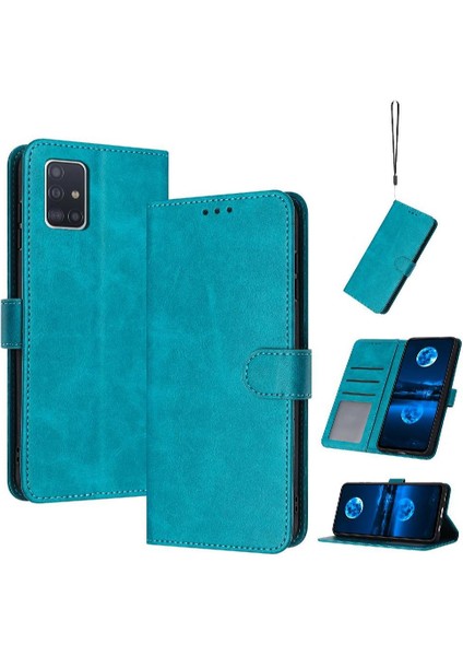 Samsung Galaxy A51 Için Flip Case 5g Saf Renk Kart Yuvası ile Pu Deri (Yurt Dışından)