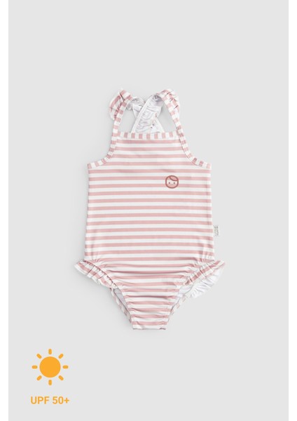 Askılı Uv Korumalı Bebek Mayo Pembe Line