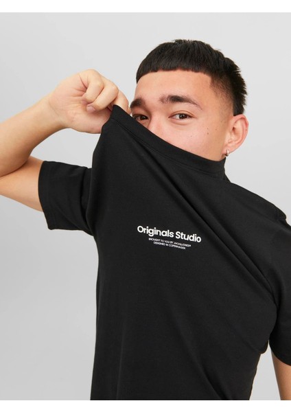Erkek Bisiklet Yaka T-Shirt-Siyah