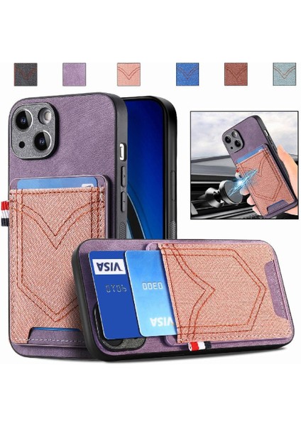 IPhone 15 Için Kılıf Manyetik Araç Montaj Kot Cep Tasarım Crad Yuvası (Yurt Dışından)
