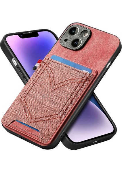 IPhone 14 Için Kılıf Kot Cep Tasarım Manyetik Araç Montaj Crad Yuvası (Yurt Dışından)