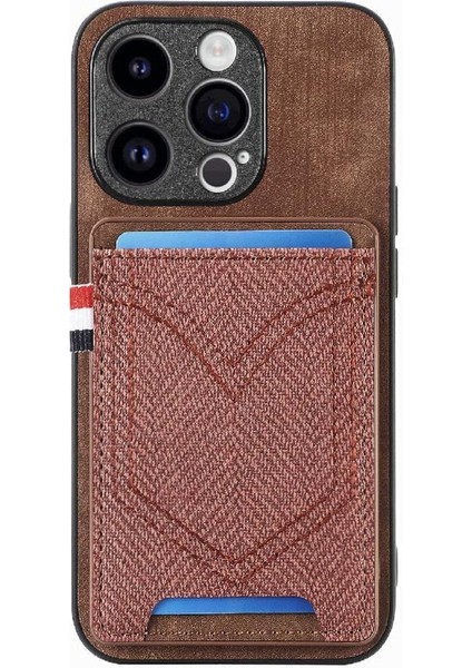 IPhone 15 Için Kılıf Pro Max Kot Cep Tasarım Crad Yuvası Manyetik Araba (Yurt Dışından)