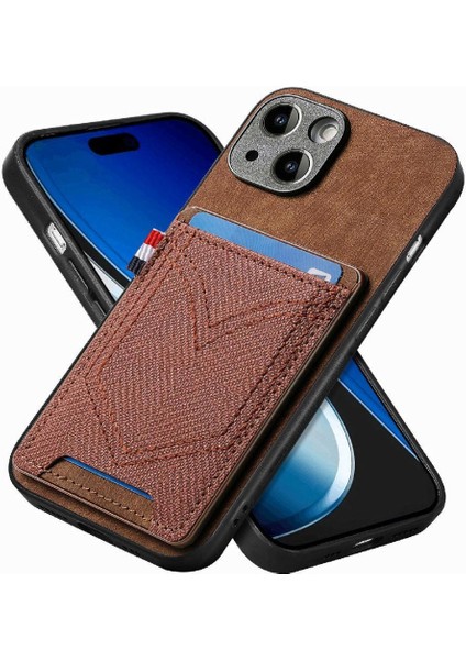IPhone 15 Için Kılıf Artı Crad Yuvası Kot Cep Tasarım Manyetik Araç Montaj (Yurt Dışından)