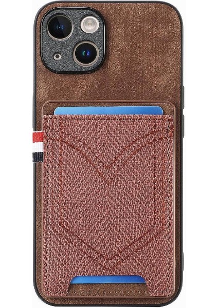 IPhone 15 Için Kılıf Artı Crad Yuvası Kot Cep Tasarım Manyetik Araç Montaj (Yurt Dışından)