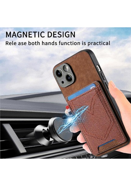 IPhone 15 Için Kılıf Artı Crad Yuvası Kot Cep Tasarım Manyetik Araç Montaj (Yurt Dışından)