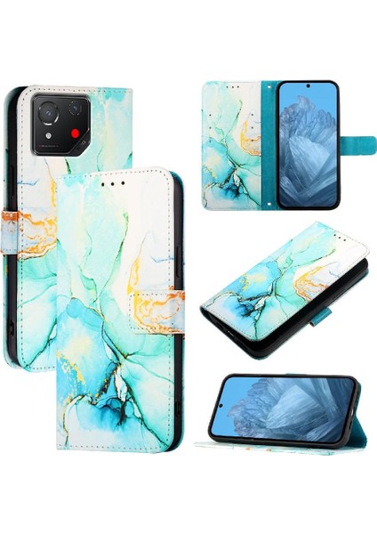 Asus Rog Telefon 8 Pu Deri Kickstand Mermer Desen Cüzdan Için Kılıf (Yurt Dışından)
