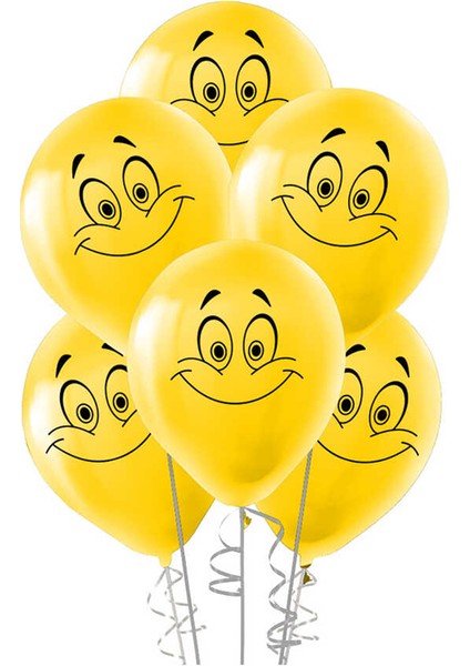 Gülen Yüz Baskılı Sarı Balon