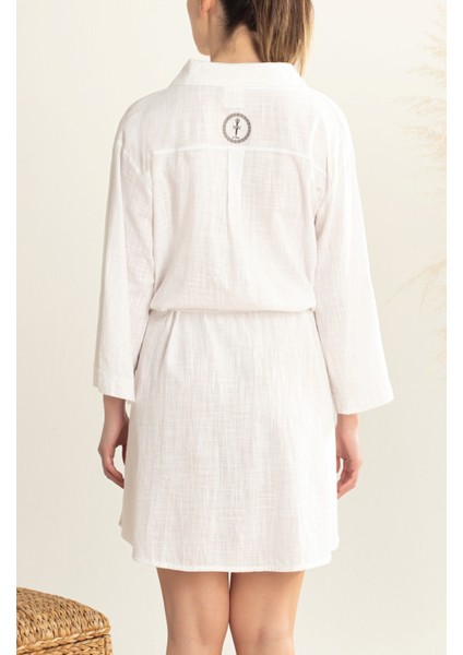 Kadın Günlük ve Yazlık Midi Boy Kemerli Beyaz Gömlek Elbise fırsatları