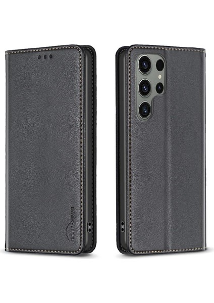 Samsung Galaxy S24 Ultra Pu Deri Çoklu Kart Yuvası Manyetik Için Flip Case (Yurt Dışından)