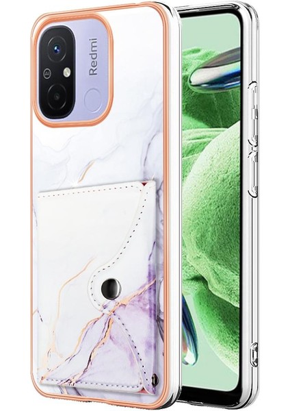 Xiaomi Redmi Için 12C Ince Cüzdan Yumuşak Tpu Tampon Kart Yuvaları Mermer (Yurt Dışından)
