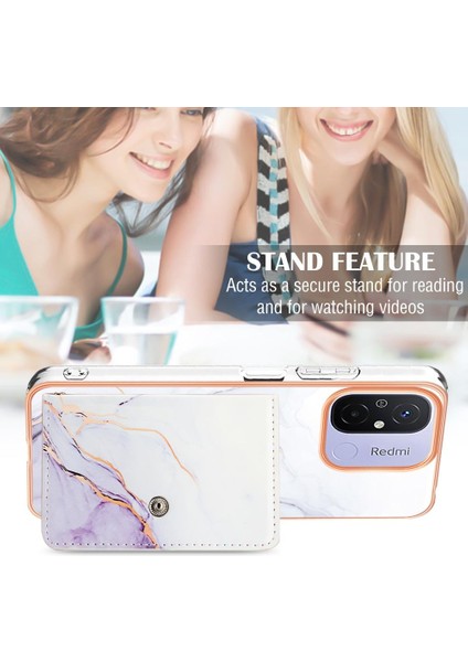 Xiaomi Redmi Için 12C Ince Cüzdan Yumuşak Tpu Tampon Kart Yuvaları Mermer (Yurt Dışından) modelleri