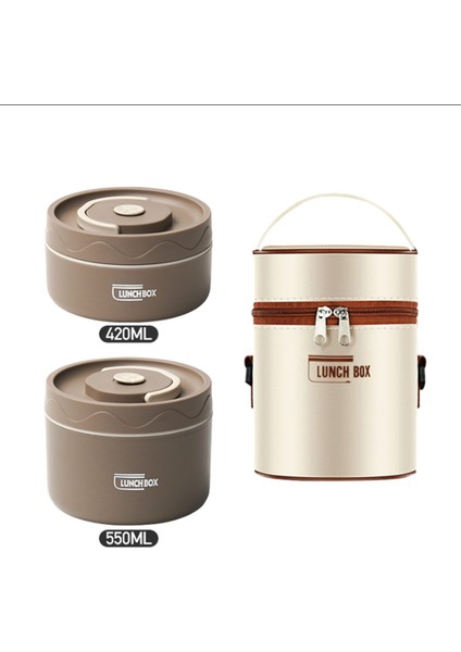 420ML 550ML Iki Parçalı Set Paslanmaz Çelik Yalıtımlı Öğle Yemeği Kutusu Çift Katmanlı Kapaklı Yuvarlak Gıda Sınıfı Öğle Yemeği Kutusu (Yurt Dışından)
