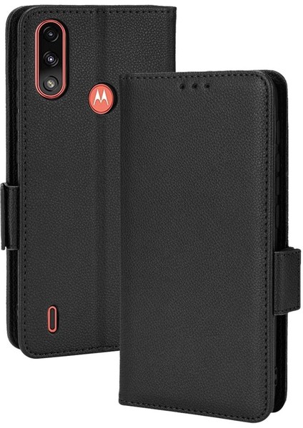 Motorola Moto E7 Güç Cüzdan Pu Deri Yan Toka Manyetik (Yurt Dışından)