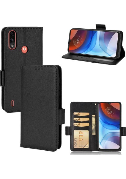 Motorola Moto E7 Güç Cüzdan Pu Deri Yan Toka Manyetik (Yurt Dışından)