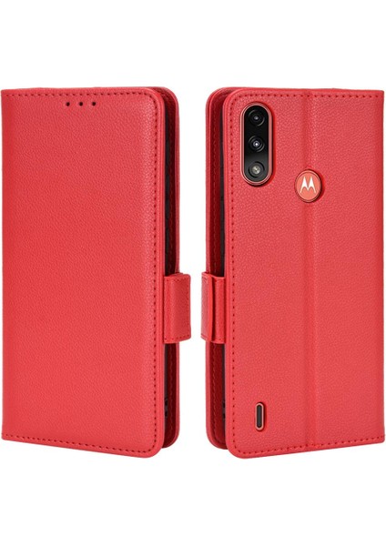 Motorola Moto E7 Güç Cüzdan Pu Deri Yan Toka Manyetik (Yurt Dışından)