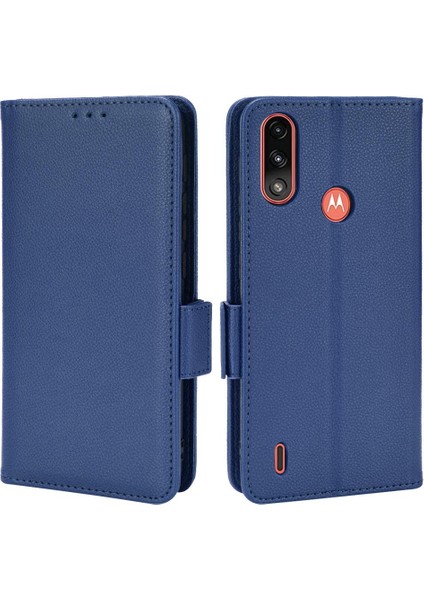 Motorola Moto E7 Güç Cüzdan Pu Deri Yan Toka Manyetik (Yurt Dışından)