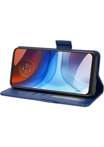Motorola Moto E7 Güç Cüzdan Pu Deri Yan Toka Manyetik (Yurt Dışından)