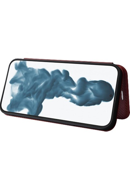 IPhone 14 Için Kılıf Artı Deri Folio Flip Case Manyetik Karbon Fiber (Yurt Dışından)