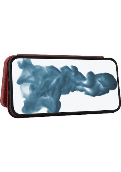 IPhone 14 Için Kılıf Artı Deri Folio Flip Case Manyetik Karbon Fiber (Yurt Dışından)