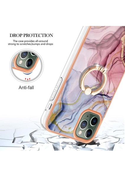 IPhone 12 Için Kılıf Pro Max Tampon Mermer Darbeye Tpu Silikon 360 &deg; Halka (Yurt Dışından)