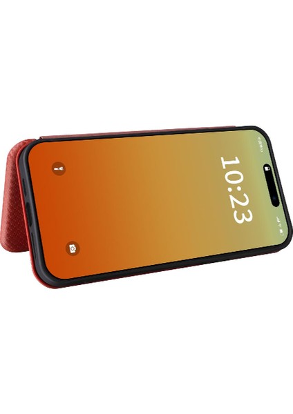 Kart Tutucu Kickstand Manyetik Karbon Fiber ile iPhone 15 Plus Için Kılıf (Yurt Dışından)