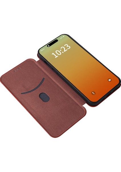 Kart Tutucu Kickstand Manyetik Karbon Fiber ile iPhone 15 Plus Için Kılıf (Yurt Dışından)
