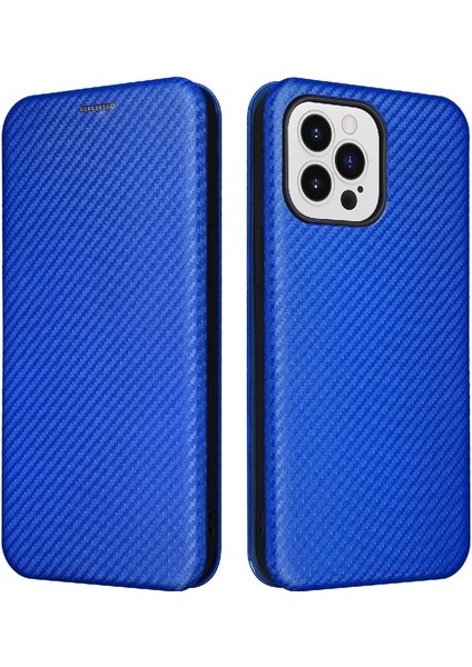 IPhone 14 Için Kılıf Artı Deri Folio Flip Case Manyetik Karbon Fiber (Yurt Dışından)