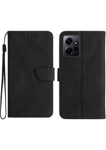 Xiaomi Redmi Için Not 12 4g Telefon Kılıfı Dikiş Kabartmalı Yumuşak Pu Tpu (Yurt Dışından)