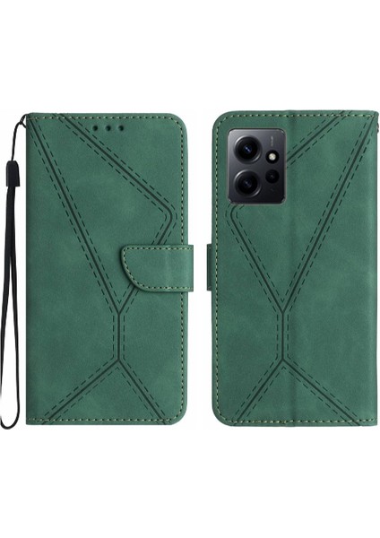 Xiaomi Redmi Için Not 12 4g Telefon Kılıfı Dikiş Kabartmalı Yumuşak Pu Tpu (Yurt Dışından)
