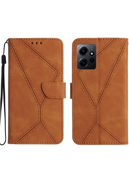 Xiaomi Redmi Için Not 12 4g Telefon Kılıfı Dikiş Kabartmalı Yumuşak Pu Tpu (Yurt Dışından)