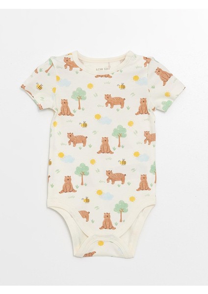 Baby Bisiklet Yaka Kısa Kollu Baskılı Çıtçıtlı Body ve Şort 2'li Takım fiyatları