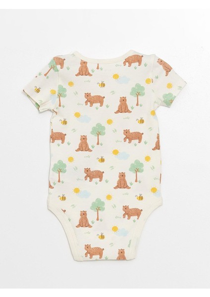 Baby Bisiklet Yaka Kısa Kollu Baskılı Çıtçıtlı Body ve Şort 2'li Takım modelleri