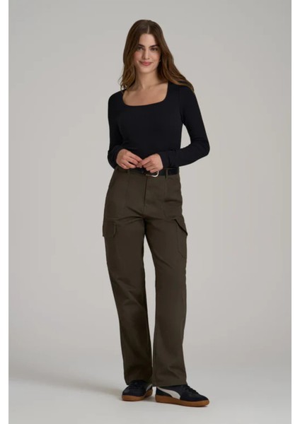 Kadın Siyah Uzun Kollu Kare Yaka T-Shirt Bluz Kaşkorse Fitilli fiyatları